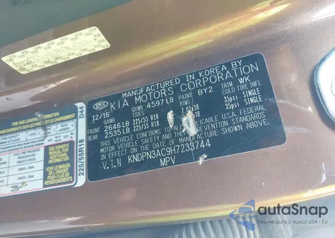 2017 Kia Sportage Ex z USA, uszkodzony, nr VIN KNDPN3AC9H7233744